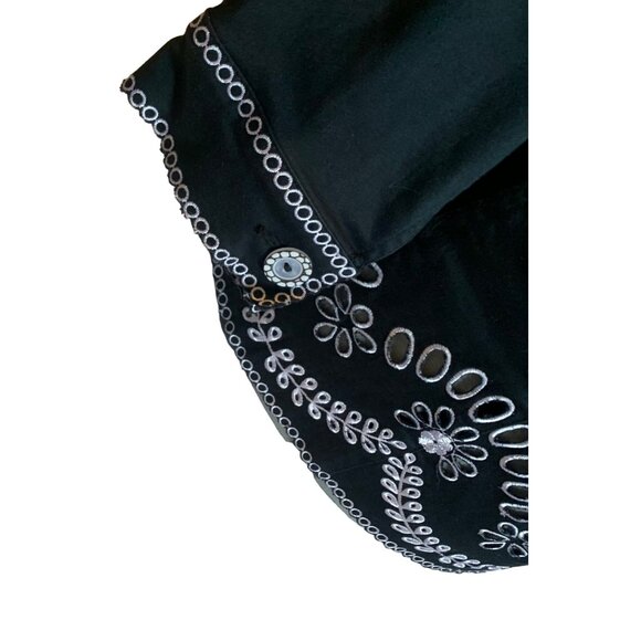 Vera Vera medium,Black Woman's Jacket with white embroidery - Picture 7 of 10